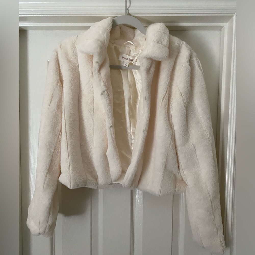 faux fur white jacket